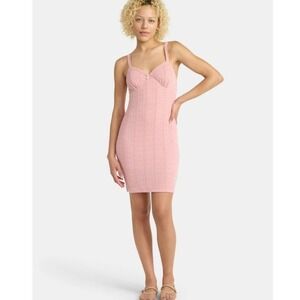 No Boundaries‎ Lace Trim Cable Knit Coquette Mini Dress Rose Pink XS (0-2) NWT